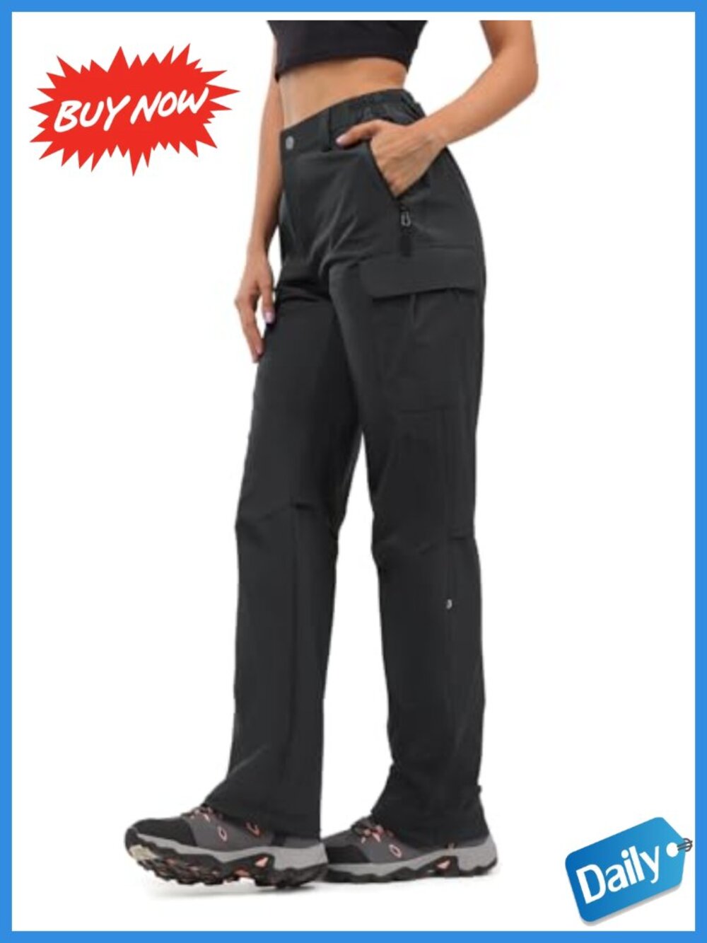 Womens Hiking Pants Lightweight Breathable Quick Dry Convertible Capri 5 Pockets
